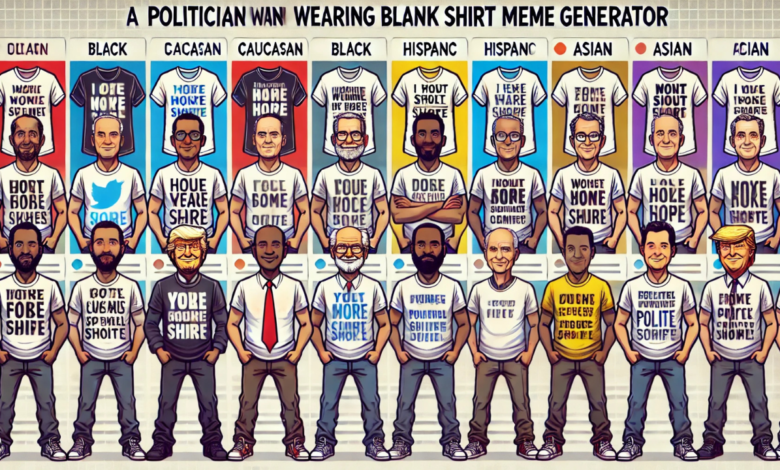 politician wearing blank shirt meme generator